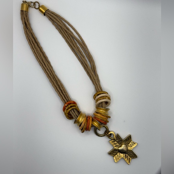 Organic Sinans Design Gold Reversible Cross Charm Necklace 16” - Picture 4 of 5